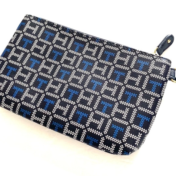 Tommy Hilfiger Women's Navy Blue Logo Printed Large Wristlet Wallet Clutch Bag - Picture 6 of 8